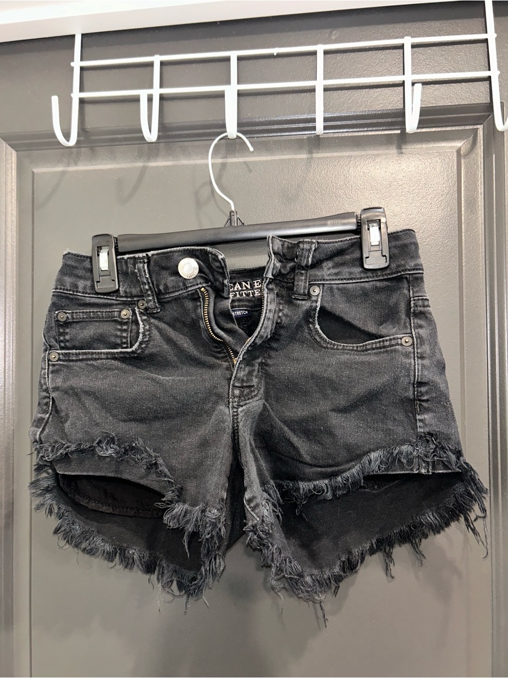 American Eagle Outfitters Distressed Black Denim Jean Shorts